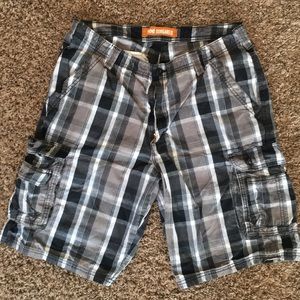 Lee Dungarees Gray Plaid Cargo Shorts